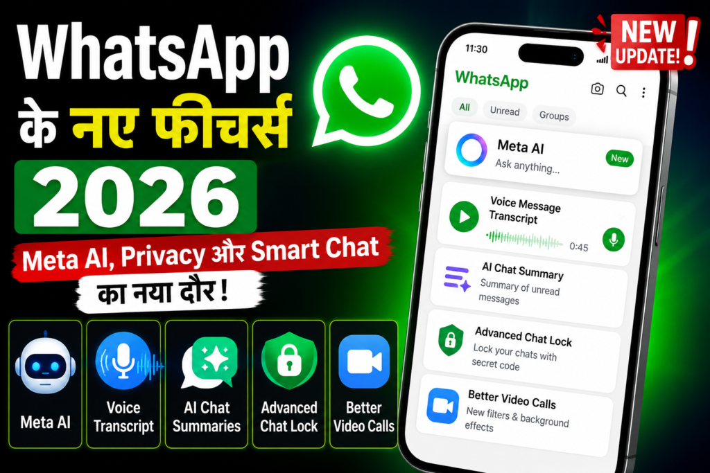 WhatsApp New Features 2026: Meta AI, Privacy और Smart Chat Updates की पूरी जानकारी