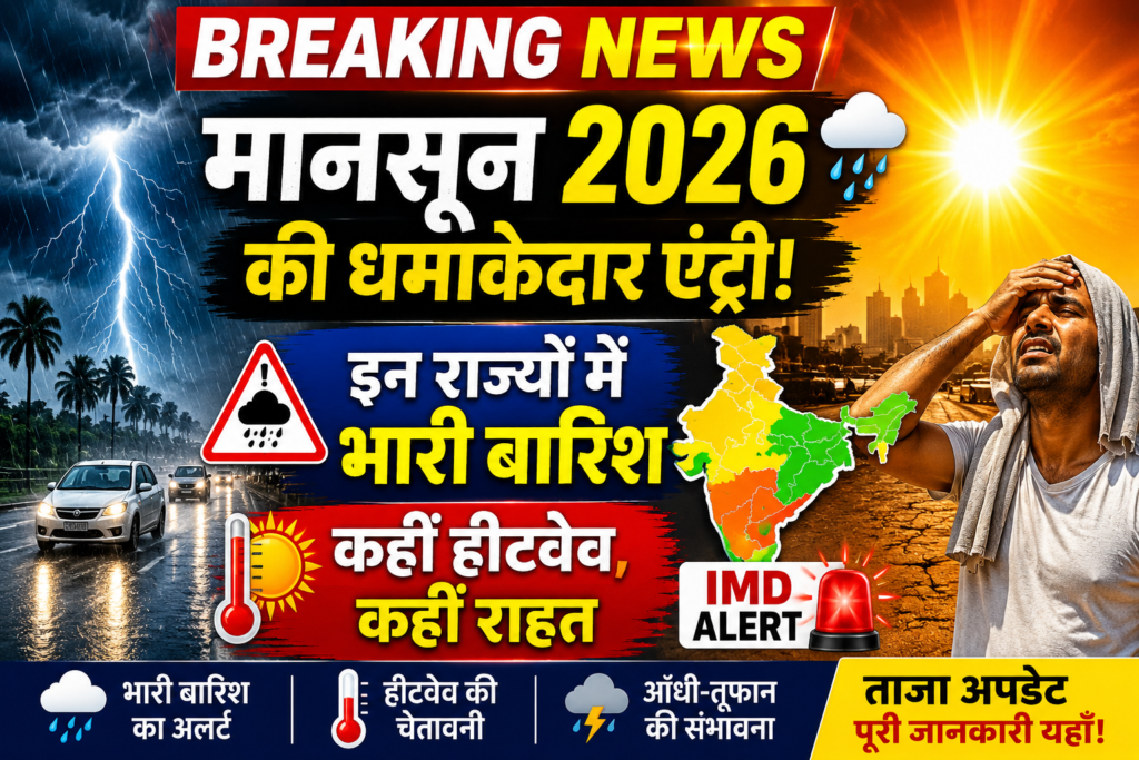 भारत में मानसून 2026 की एंट्री: किन राज्यों में होगी भारी बारिश, कहाँ जारी है हीटवेव ?